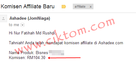 Komisen Affiliate 3: RM104.30