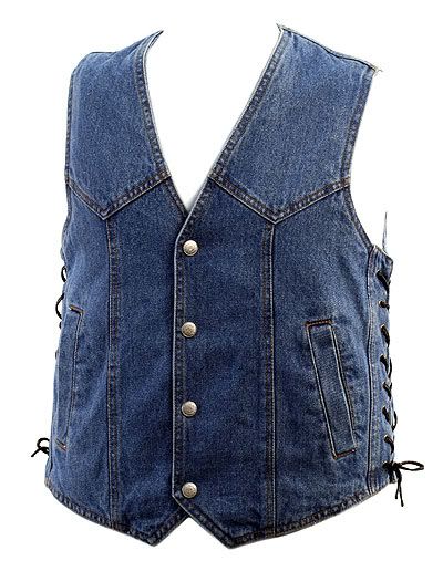 Motorcycle Denim Vests on Men S Motorcycle Denim Vest W Side Laces   Polyester Lining M L Xl 2xl