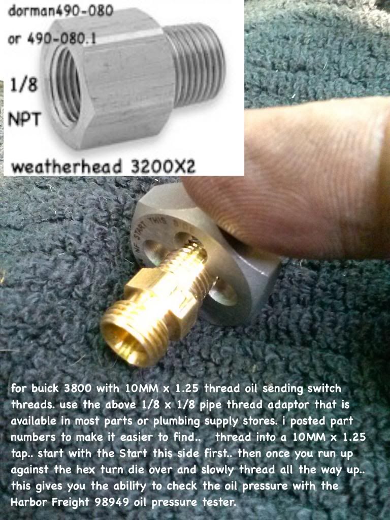 10Mmx1 1 25Pitch Oilpressureadaptorforbuick3800 Zps59a756e6
