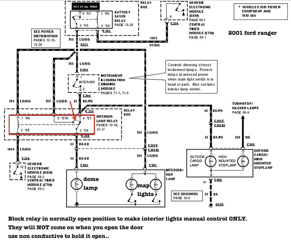 Dome light in Ford Ranger MechanicAdvice