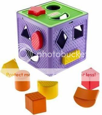this multi textured cube and basic shapes makes it fun for toddlers to