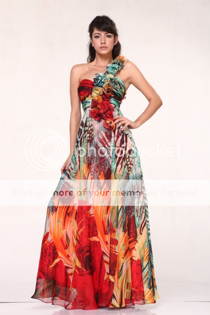  SHOULDER PRINT PLUS SIZE FORMAL PROM DRESS CRUSE DINNER MULTI COLOR