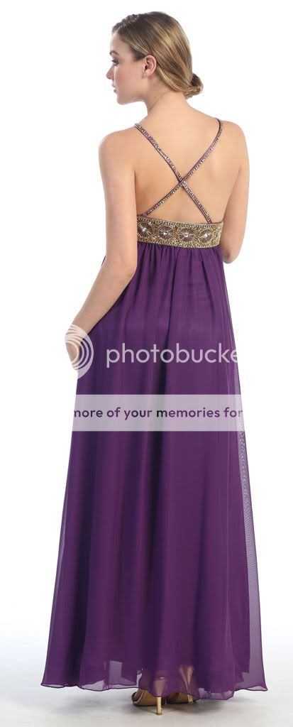 LONG CHIFFON FORMAL GREEK WEDDING PROM GOWNS OPEN BACK  