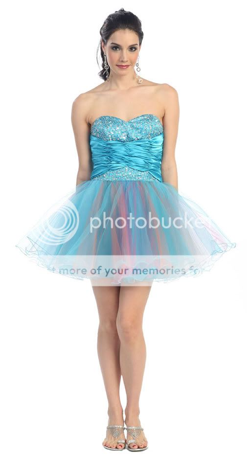 STRAPLESS SHORT CUTE RUFFLED SKIRT SEQUINED DRESS PROM HOMECOMING 