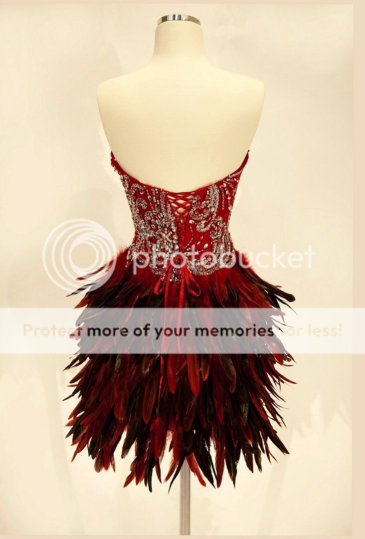 Elegant Red Carpet Prom Long Homecoming Prom Designer Feather Red Dress ...