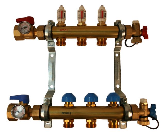 REHAU PRO-BALANCE Radiant Floor Heat Manifold for PEX Pipe - 3 Circuit ...