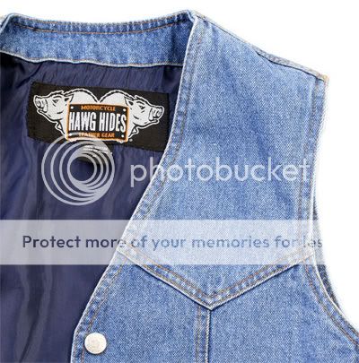 Mens Motorcycle Denim Vest w/Side Laces & Polyester Lining M L XL 2XL 