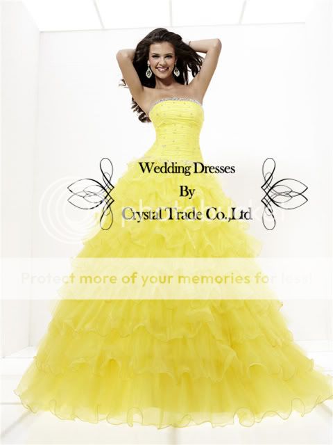 Brilliant Yellow Ball Wedding Bridal Gown Quinceanera Prom Party 