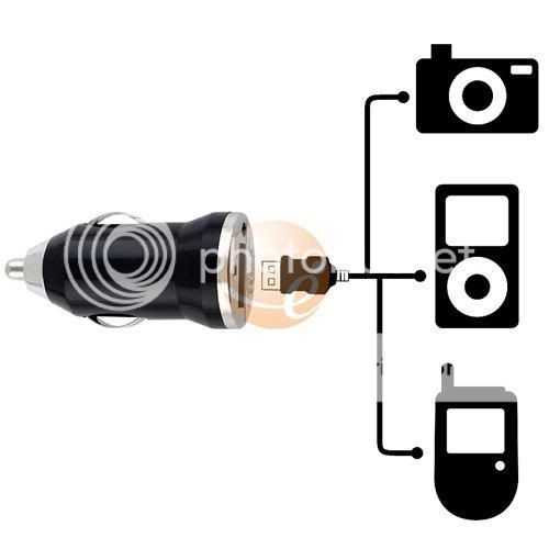   Mini USB Car Charger Adapter for Cell Phones MP4 Players Black  