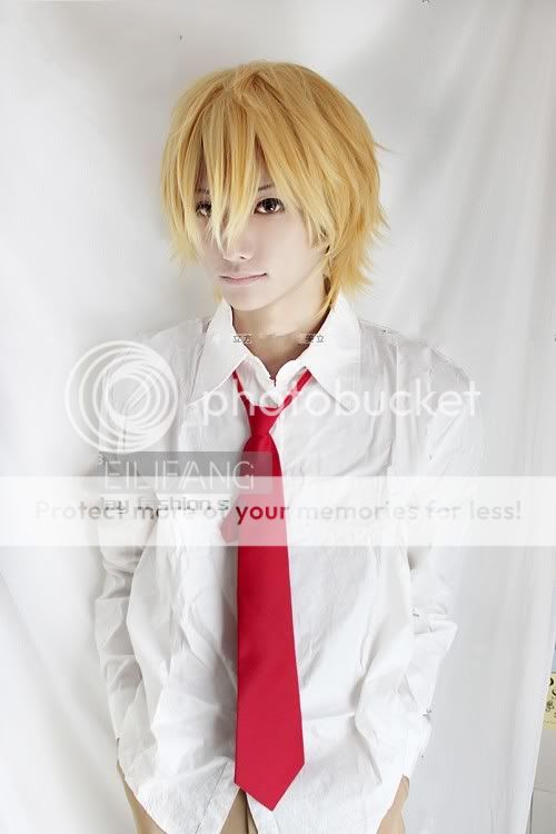 New Usui Takumi golden Short Straight Cosplay Wig Party Hair + free 