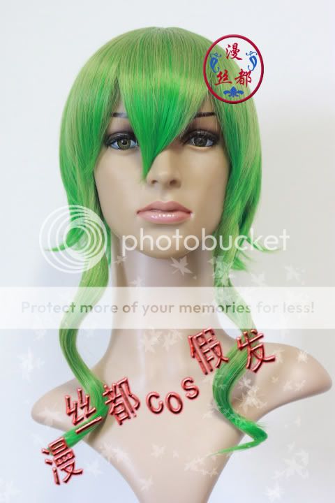 New VOCALOID GUMI Long Green Curly Anime Cosplay Party Hair Full wig 