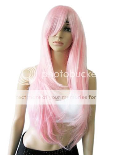 New 70cm Long Baby Light Pink Sexy Wavy Anime Cosplay Party Hair Full Wig YL129
