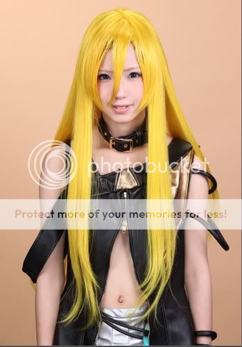 New Vocaloid Lily Long Straight Gold Anime Costume Cosplay Party Hair 