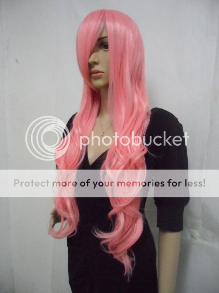 New VOCALOID LUKA Long Wavy Pink Anime Cosplay Costume Party Hair Full 